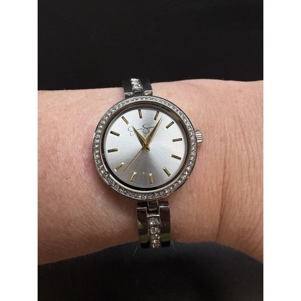 Jessica Simpson Silver  and Gold Tone Rhinestone Dial Women’s Watch